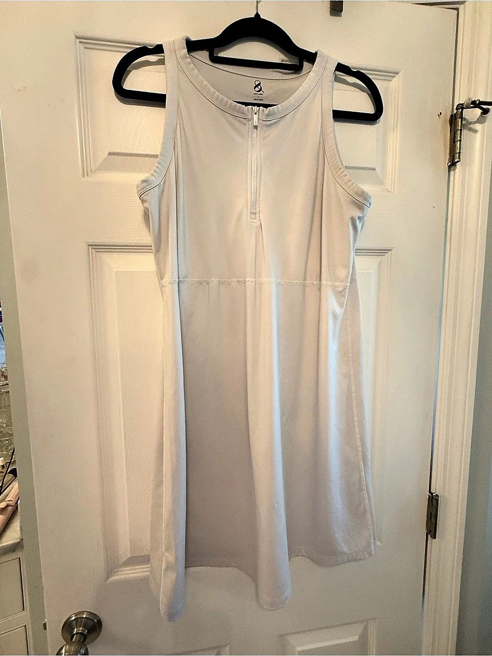 Lou & Grey Sleeveless Zip Front Mini Tennis Dress in White Like New